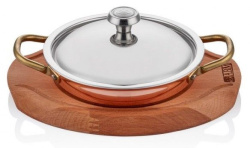 Сковорода для подачи Altin Basak Multi-Metal Copper на подставке с крышкой розово-золотая 0,89 л, D 200 мм, H 35 мм