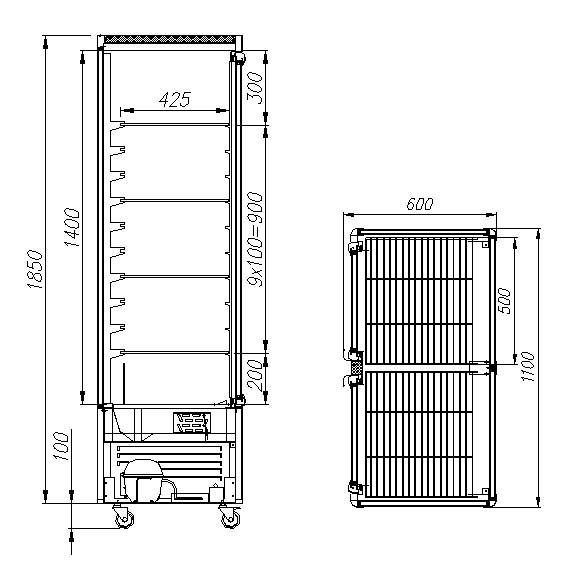 Шкаф кондитерский Carboma D4 VM 800-1 (R800C) (цвет по схеме, 4 дв, решетки)