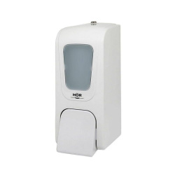 Дозатор для жидкого мыла Hor БИЗНЕС X12 нажимной 1,2л, корпус белый, стекло матовое белое, кнопка белая