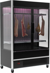 Холодильная горка мясная Carboma FC20-07 VV 0,7-3 X7 (распашные двери структурный стеклопакет) (9005 цвет черный)