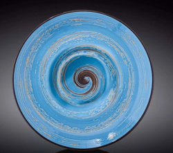 Тарелка Wilmax Spiral голубая 1500 мл, D 255 мм