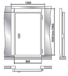 Блок дверной для камеры Polair с дверью распашной 1200х2040 (80 мм)