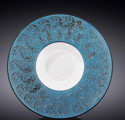 Тарелка Wilmax Splash бело-голубая 200 мл, D 240 мм